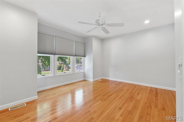 15747 Cedarmill Dr, Chesterfield, MO 63017 - unfurnished room with hardwood / wood-style floors, a ceiling fan, and recessed lighting