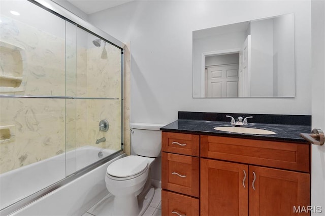 15747 Cedarmill Dr, Chesterfield, MO 63017 - full bath featuring vanity, enclosed tub / shower combo, and tile patterned floors