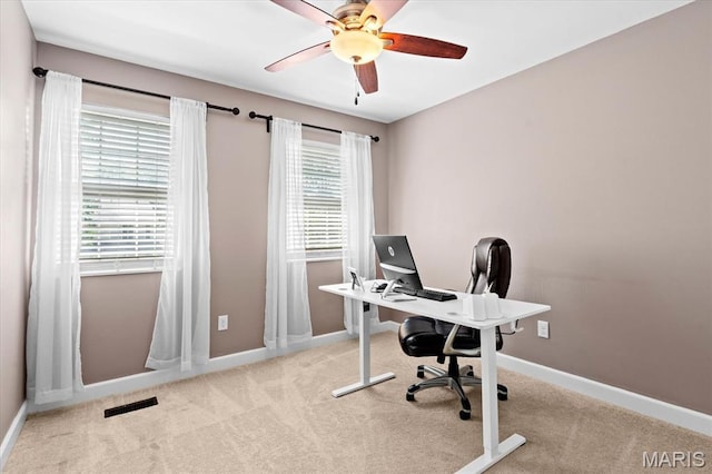 1026 Timber Creek Ln, Ofallon, IL 62269 - carpeted office featuring ceiling fan and baseboards