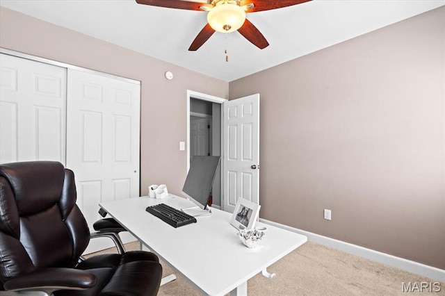 1026 Timber Creek Ln, Ofallon, IL 62269 - carpeted office space featuring ceiling fan and baseboards