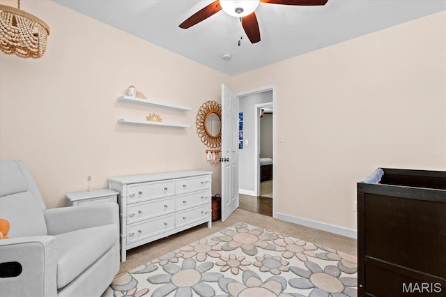 1026 Timber Creek Ln, Ofallon, IL 62269 - sitting room featuring ceiling fan and light carpet