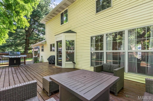 1026 Timber Creek Ln, Ofallon, IL 62269 - wooden deck with a grill