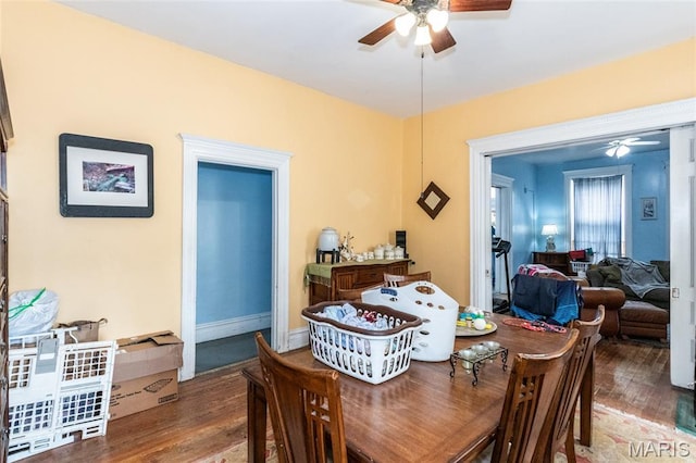 3815 N 20th St, Saint Louis, MO 63107 - dining area featuring ceiling fan and wood finished floors