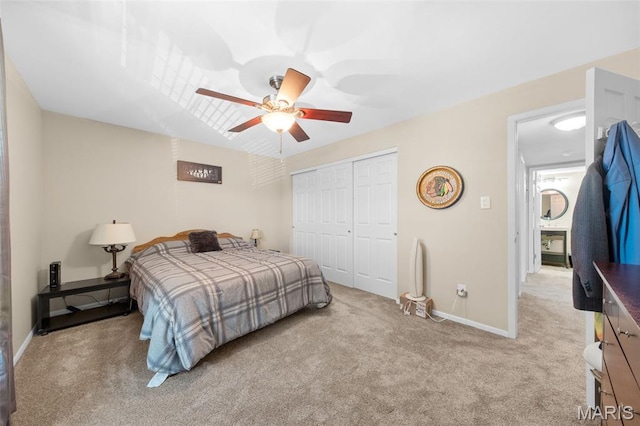 12114 Natural Bridge Rd Unit F, Bridgeton, MO 63044 - bedroom featuring carpet floors, a closet, and ceiling fan