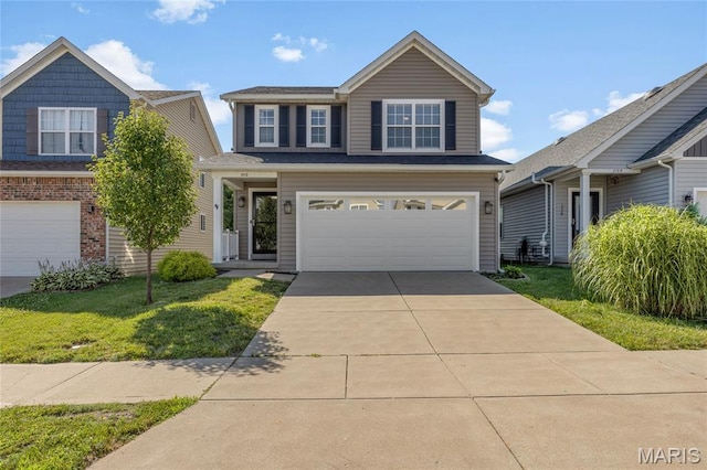 3112 Bentwater Pl, Saint Charles, MO 63301 - traditional-style house featuring an attached garage, driveway, and a front yard