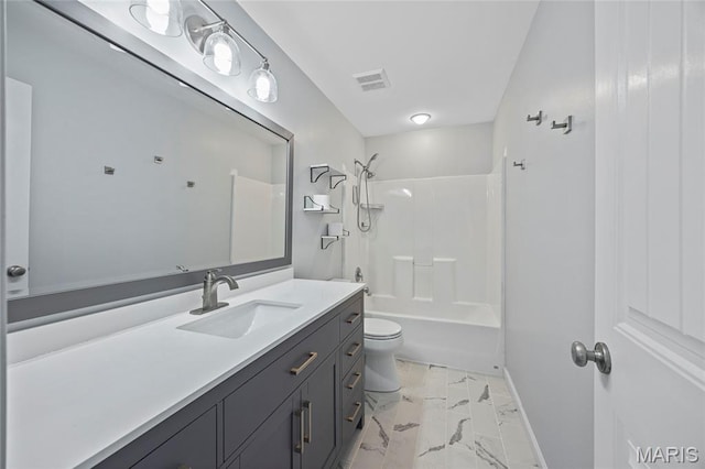 3112 Bentwater Pl, Saint Charles, MO 63301 - bathroom featuring vanity, marble finish flooring, and washtub / shower combination