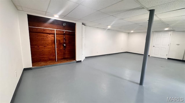 6613 Dunwold Dr, Saint Louis, MO 63134 - finished below grade area with baseboards and a paneled ceiling