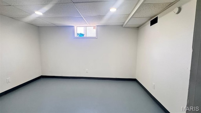 6613 Dunwold Dr, Saint Louis, MO 63134 - below grade area featuring a drop ceiling and recessed lighting