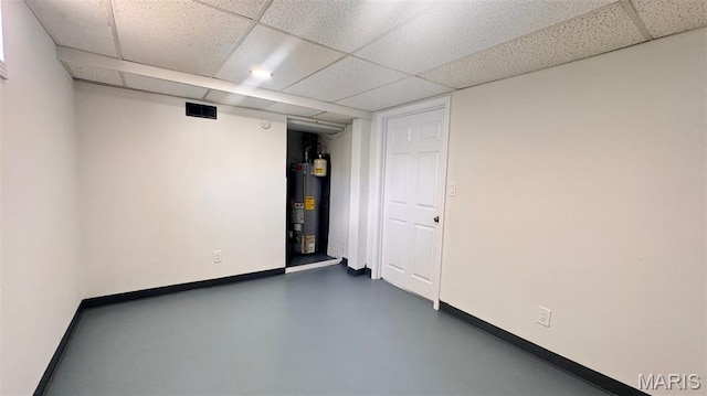 6613 Dunwold Dr, Saint Louis, MO 63134 - finished below grade area featuring gas water heater and a paneled ceiling