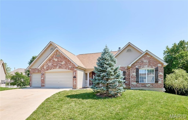 5 Tucker Manor Ct, Wentzville, MO 63385 - traditional home with brick siding, a front lawn, concrete driveway, and a garage
