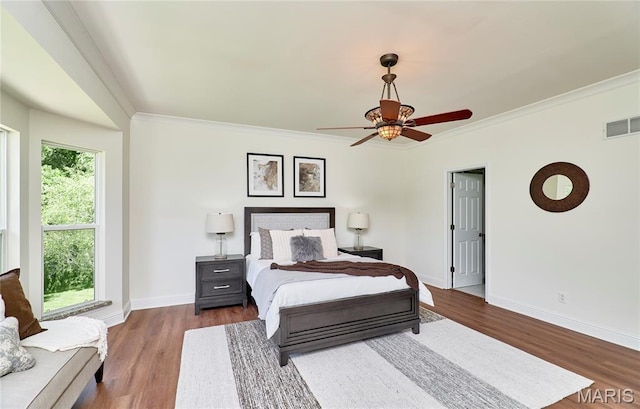 5 Tucker Manor Ct, Wentzville, MO 63385 - bedroom featuring wood finished floors, crown molding, and ceiling fan
