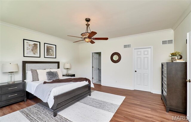 5 Tucker Manor Ct, Wentzville, MO 63385 - bedroom featuring ornamental molding, wood finished floors, and ceiling fan