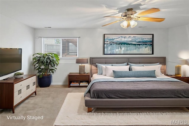 412 Audry Dr, Dupo, IL 62239 - bedroom featuring light carpet and a ceiling fan