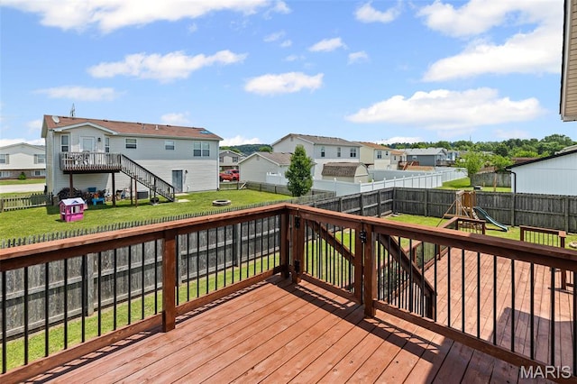 412 Audry Dr, Dupo, IL 62239 - deck with a residential view, a fenced backyard, and a playground