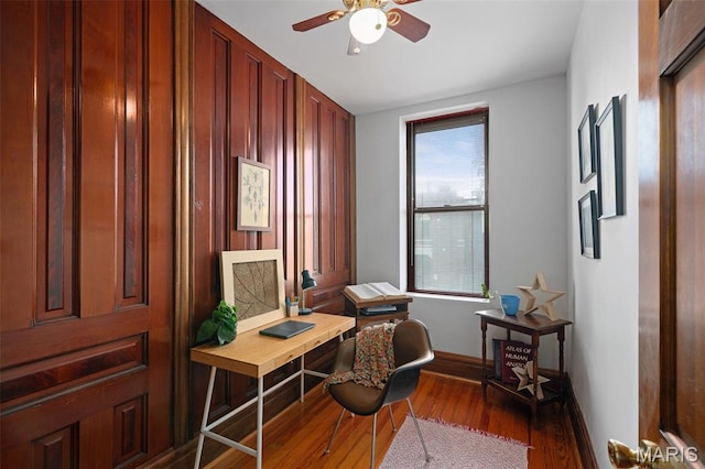 6505 Michigan Ave, Saint Louis, MO 63111 - office featuring dark wood-style flooring and ceiling fan