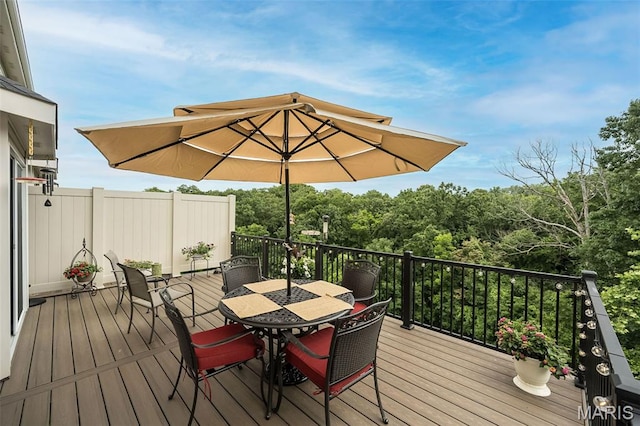 7202 Geneva Manor Ct, Oakville Township, MO 63129 - wooden terrace with outdoor dining area