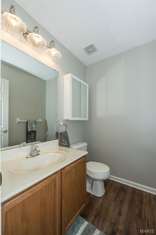 7202 Geneva Manor Ct, Oakville Township, MO 63129 - half bath with wood finished floors and vanity