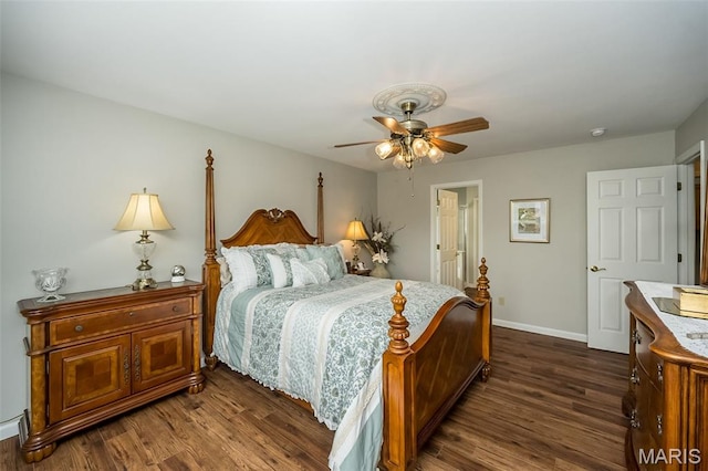7202 Geneva Manor Ct, Oakville Township, MO 63129 - bedroom featuring dark wood-type flooring and ceiling fan