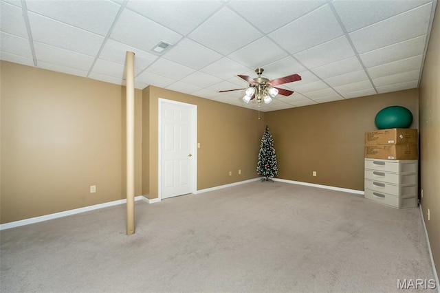7202 Geneva Manor Ct, Oakville Township, MO 63129 - unfurnished bedroom with carpet flooring, a drop ceiling, and ceiling fan