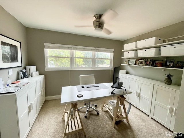 325 Fox Village Ct, Ballwin, MO 63021 - office area with a ceiling fan and light carpet