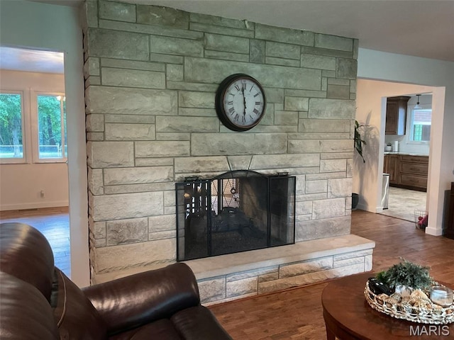 4303 State Route 160, Highland, IL 62249 - living room featuring a fireplace and wood finished floors