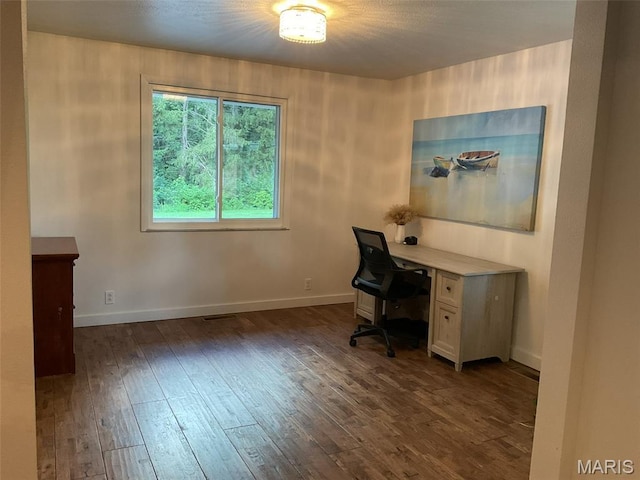 4303 State Route 160, Highland, IL 62249 - office area featuring dark wood-type flooring and baseboards