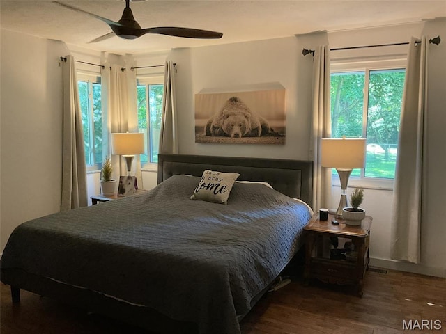 4303 State Route 160, Highland, IL 62249 - bedroom featuring multiple windows, wood finished floors, and ceiling fan
