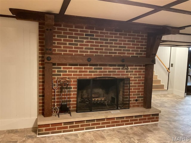 4303 State Route 160, Highland, IL 62249 - detailed view of a brick fireplace and coffered ceiling