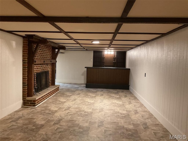 4303 State Route 160, Highland, IL 62249 - finished basement with bar area and a brick fireplace