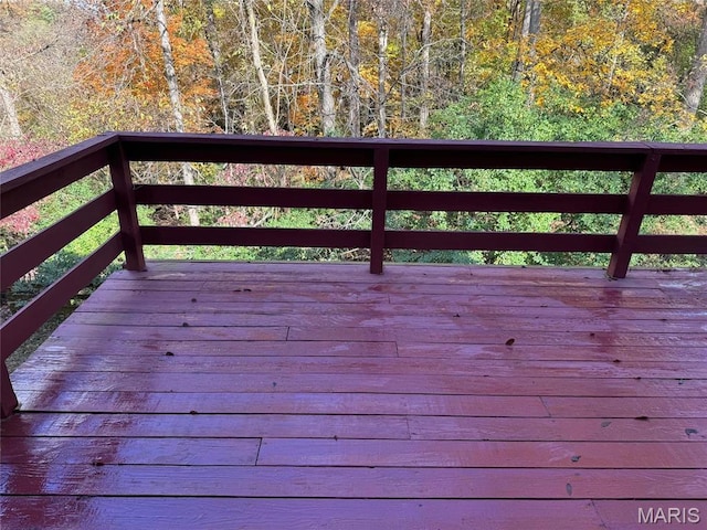 12383 Woodline Dr, Saint Louis, MO 63141 - wooden terrace with a wooded view