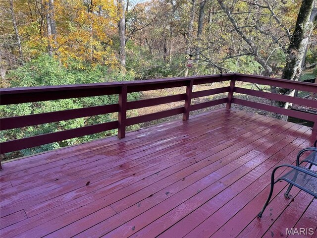 12383 Woodline Dr, Saint Louis, MO 63141 - wooden deck with a forest view