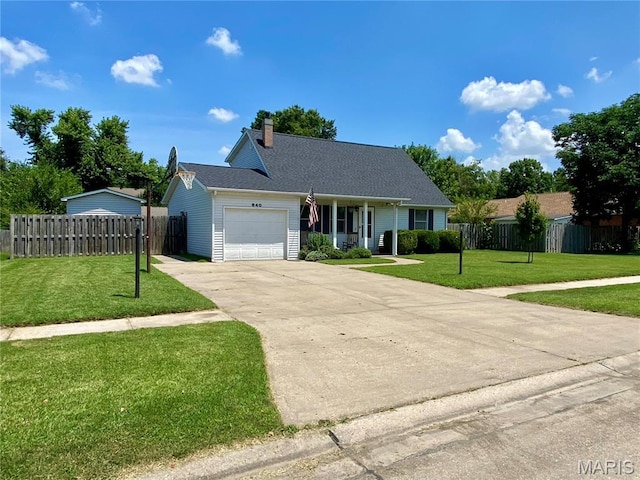 840 Delta Pine Ln, Sikeston, MO 63801 - view of front of property with a garage, concrete driveway, and a chimney