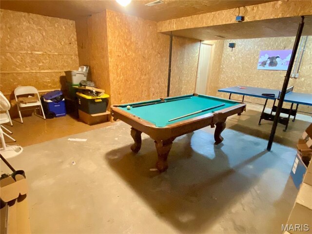 840 Delta Pine Ln, Sikeston, MO 63801 - game room featuring pool table and concrete floors