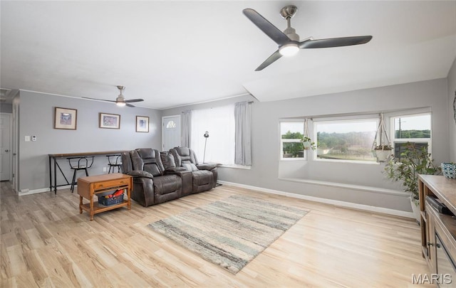 77 Indian Hills Dr, Cuba, MO 65453 - living room with ceiling fan and light wood-type flooring
