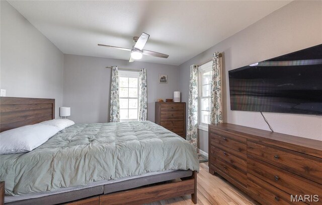77 Indian Hills Dr, Cuba, MO 65453 - bedroom featuring light wood finished floors and ceiling fan