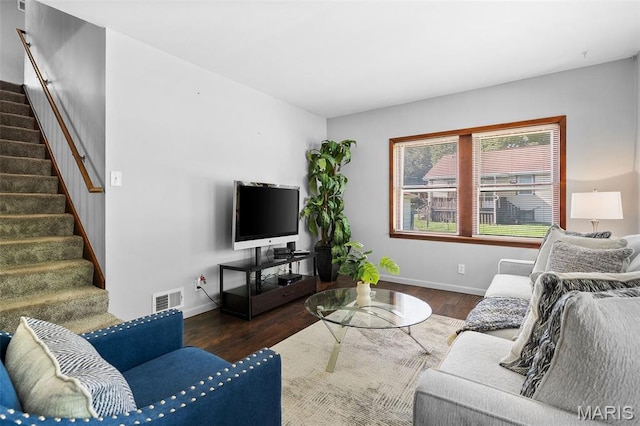 512 N Hills Dr, Saint Louis, MO 63121 - living room featuring stairway and wood finished floors