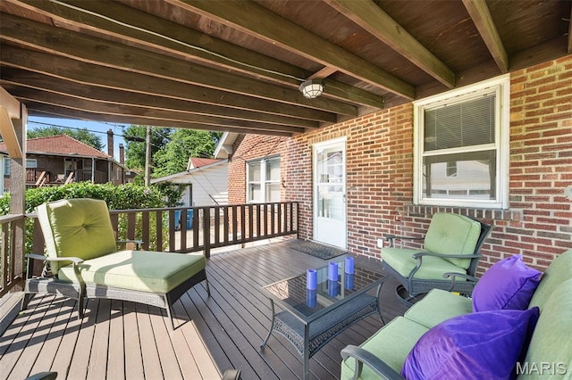512 N Hills Dr, Saint Louis, MO 63121 - wooden terrace featuring outdoor lounge area