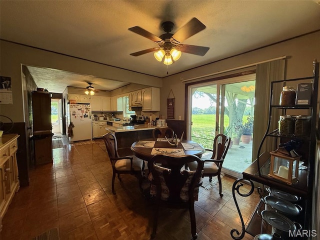 299 E 3050th Ave, Ramsey, IL 62080 - dining room featuring ceiling fan and a textured ceiling