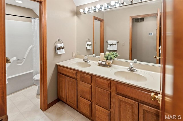 4775 S Hazel Rd, Edwardsville, IL 62025 - full bathroom featuring double vanity and shower / bath combo with shower curtain