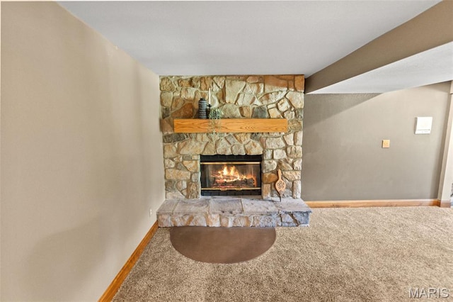 4775 S Hazel Rd, Edwardsville, IL 62025 - unfurnished living room with carpet and a fireplace