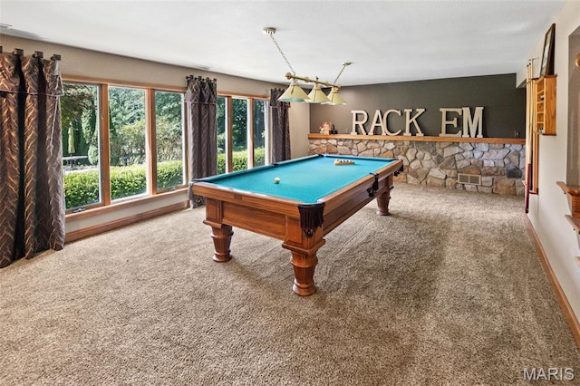 4775 S Hazel Rd, Edwardsville, IL 62025 - game room featuring carpet flooring and billiards table