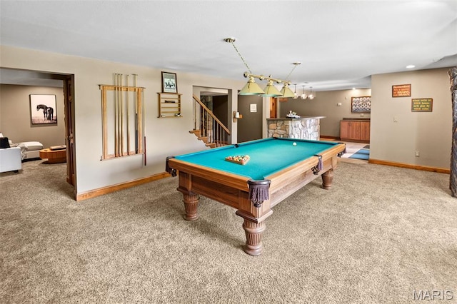 4775 S Hazel Rd, Edwardsville, IL 62025 - game room with a bar, carpet, and billiards