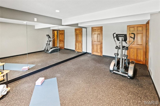 4775 S Hazel Rd, Edwardsville, IL 62025 - workout room featuring baseboards and recessed lighting