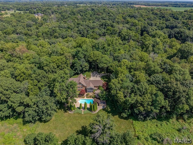 4775 S Hazel Rd, Edwardsville, IL 62025 - view from above of property featuring a heavily wooded area and a pool area