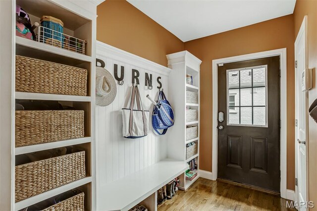 1029 Brownell Ave, Glendale, MO 63122 - mudroom featuring wood finished floors and baseboards