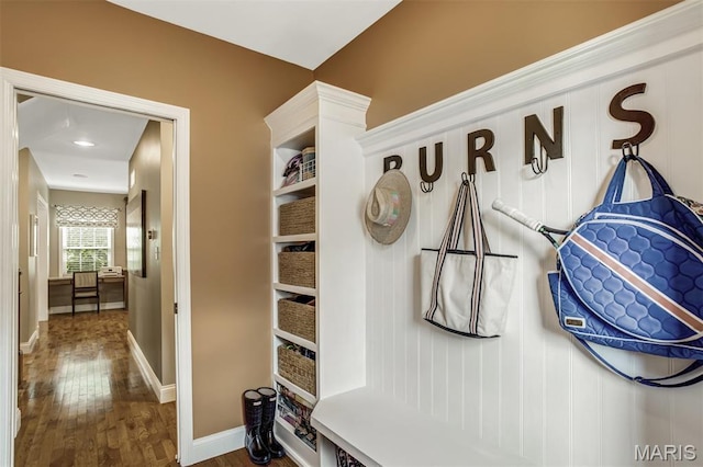 1029 Brownell Ave, Glendale, MO 63122 - mudroom featuring wood finished floors and baseboards