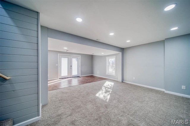 11880 County Road 3040, Rolla, MO 65401 - unfurnished living room with carpet flooring, french doors, and recessed lighting