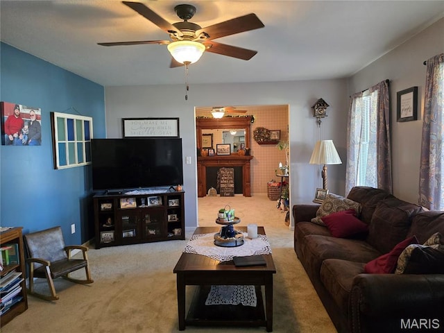 310 E 1st St, Ramsey, IL 62080 - carpeted living area with a ceiling fan