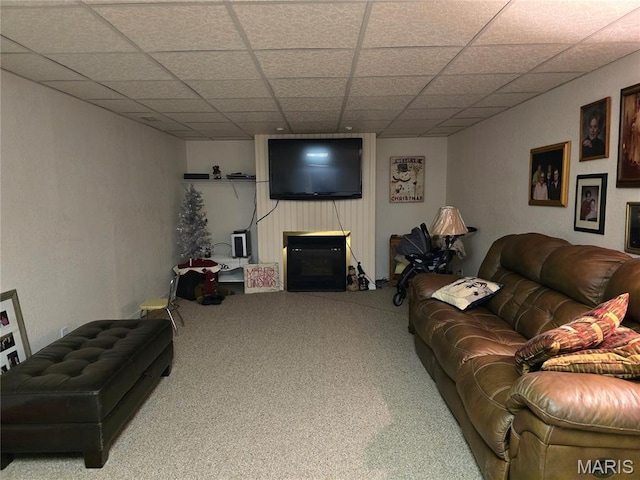 310 E 1st St, Ramsey, IL 62080 - carpeted living area featuring a paneled ceiling