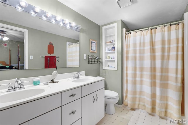 4846 S Point Rd, Washington, MO 63090 - bathroom with double vanity, tile patterned floors, and curtained shower